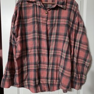 Plaid Button Down Shirt for Women - Pink and Black